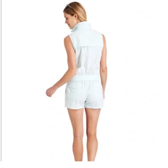 Vineyard Vines Performance Seersucker Mint White Romper Size 0 - Picture 2 of 9